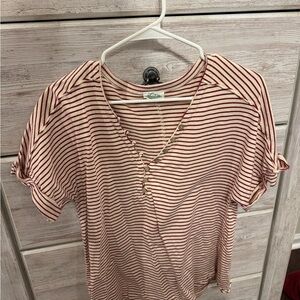 Knox Rose Burgundy and White Striped Short Sleeve Tee